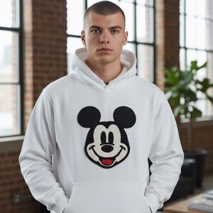Disney White Hoodie with Mickey Mouse Embroidery